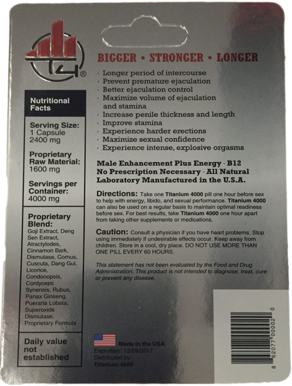 Titanium 4000 Natural Male Sex Enhancer Plus Energy Pill - Image 2