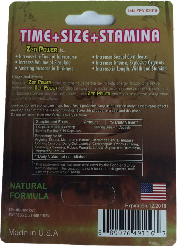 Zen Power Gold 3000 Male Sexual Enhancement Pill - Image 2