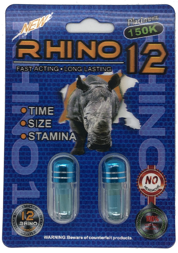 Rhino 12 150K Male Sexual Supplement Enhancement Double Pill