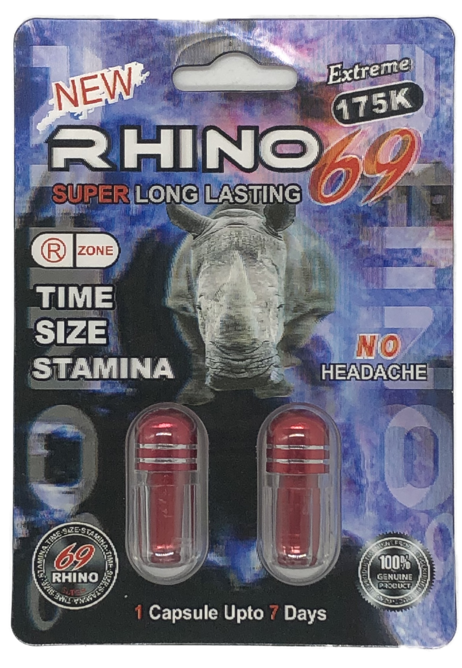 Rhino 69 Double 175k Pill Male Enhancement Sexual Supplement Platinum.