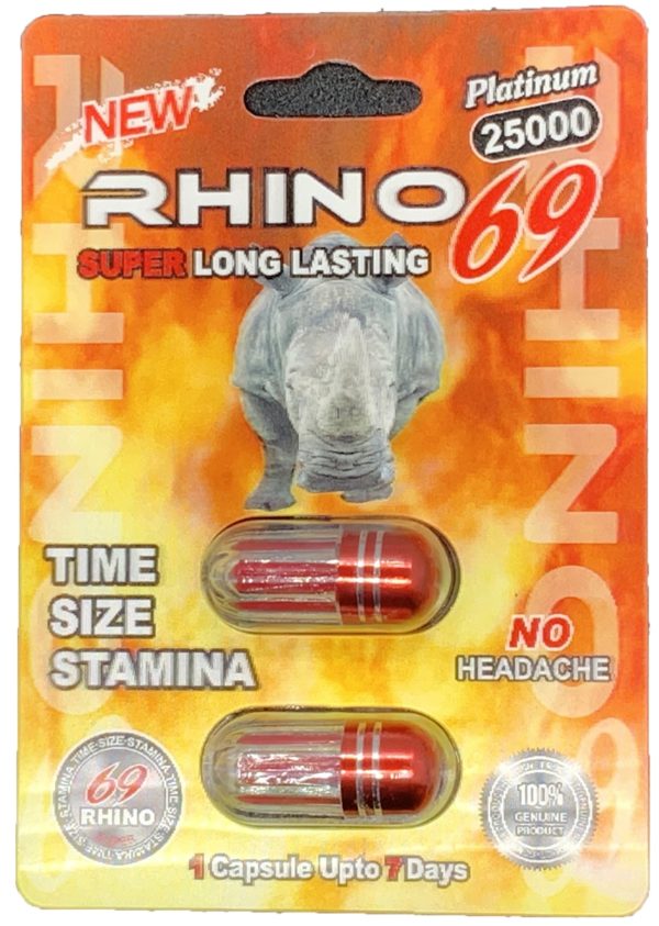 Rhino 69 Platinum 25000 Men Sexual Supplement Enhancement Double Pill