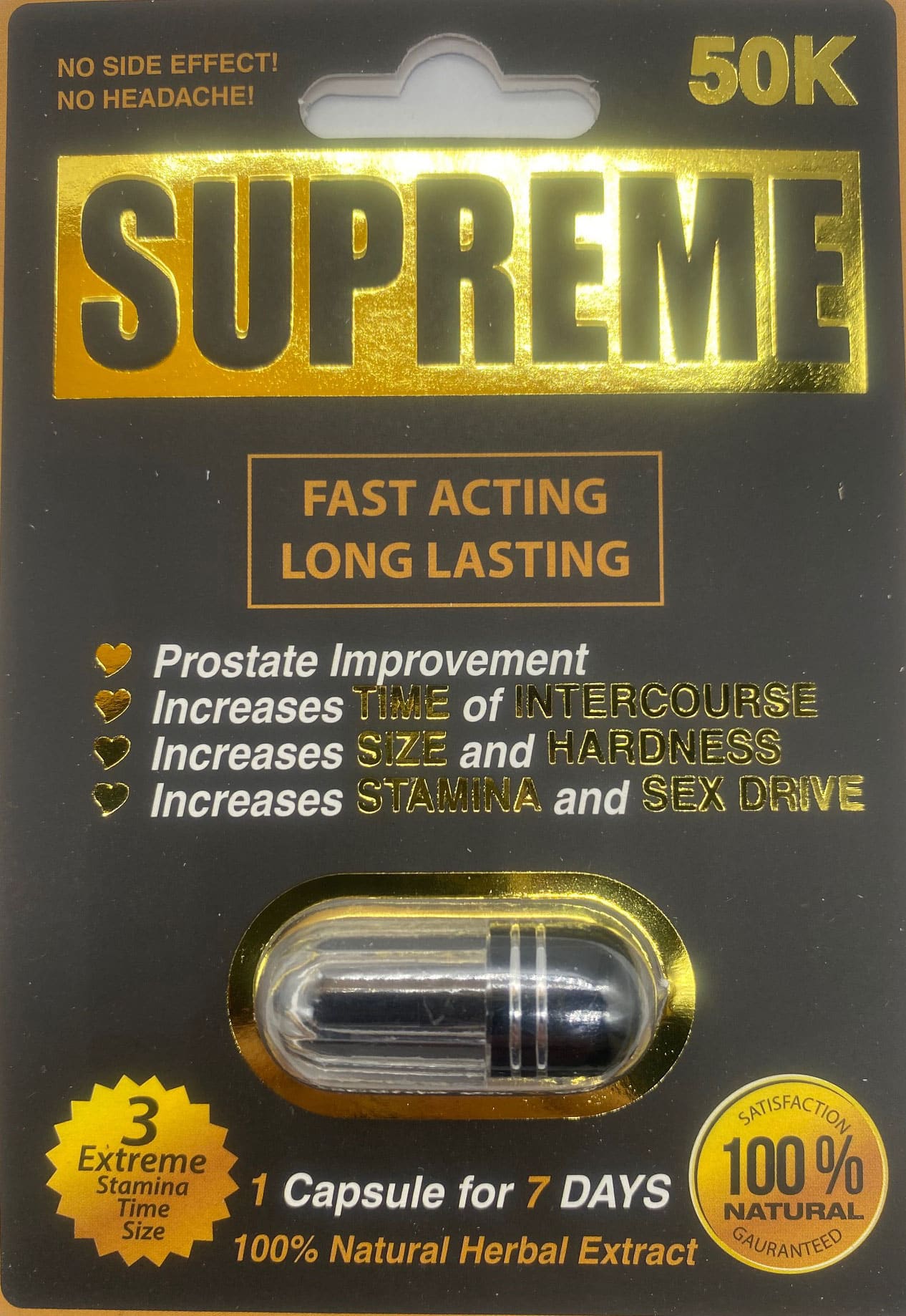 Supreme 50k Men Sexual Supplement Enhancement Pill Rhino Platinum