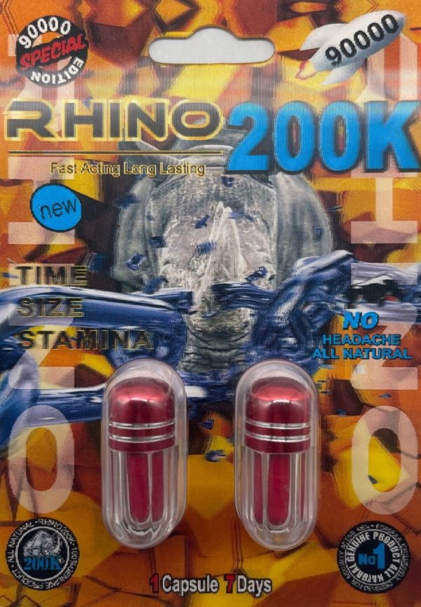Rhino 200K 90000 Men Sexual Supplement Enhancement Double Pill